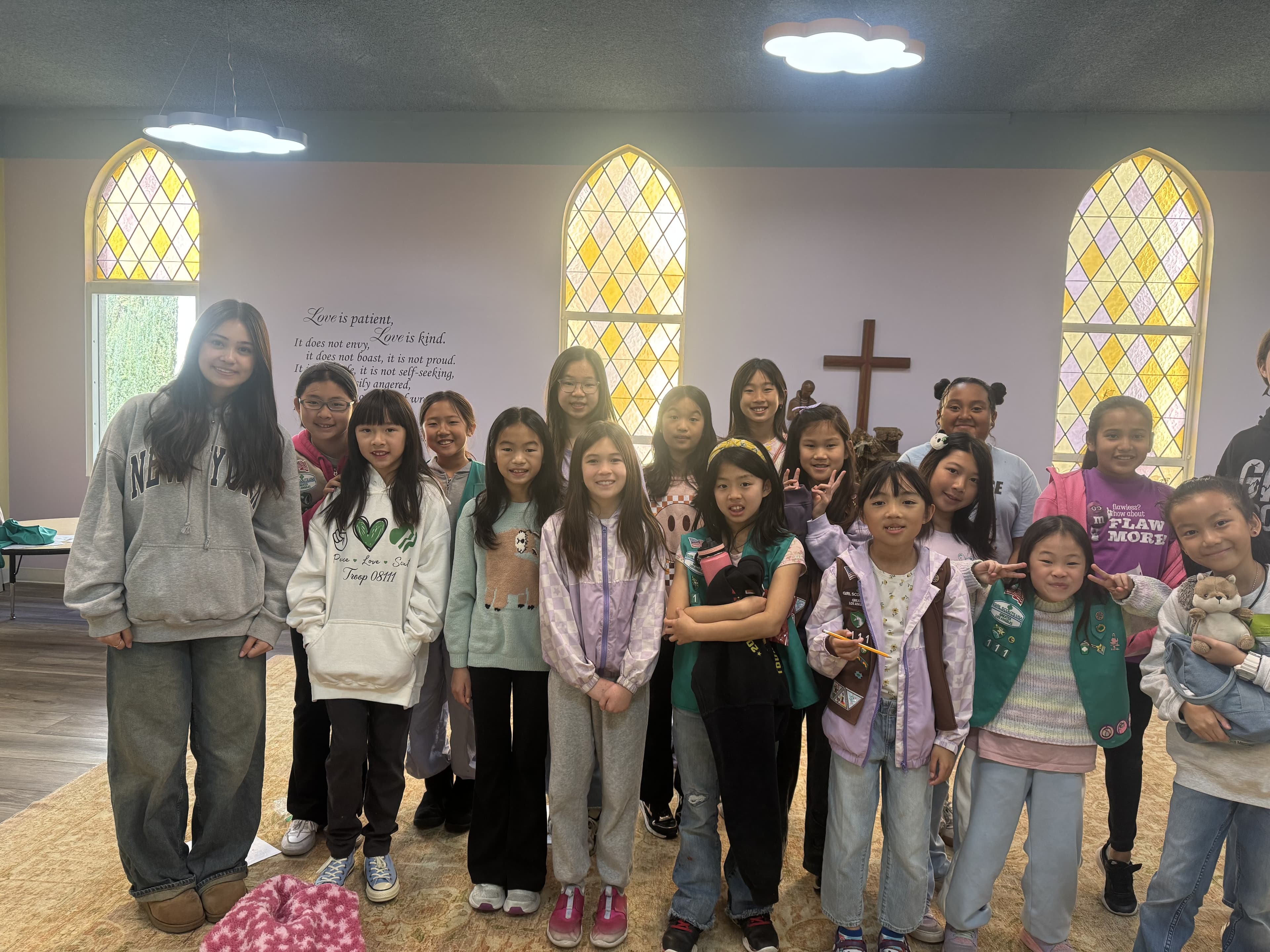 A youth group after a Junior Speakers session